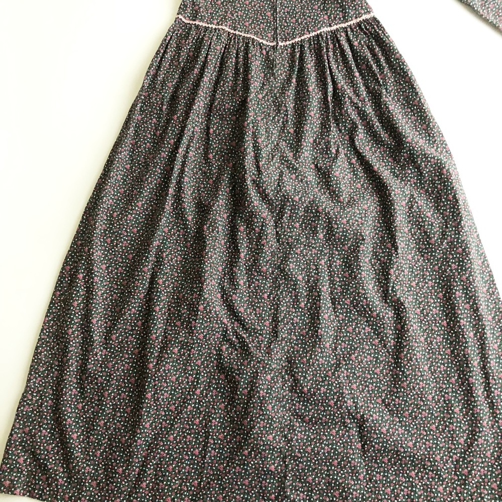 Handmade Prairie Long Dress Amish Mennonite Calico Print L/S Modest w Bonnet - Picture 8 of 11